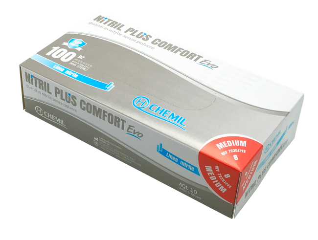 GUANTI NITRIL PLUS CONFORT EVO TG M CONF. 100 PZ.